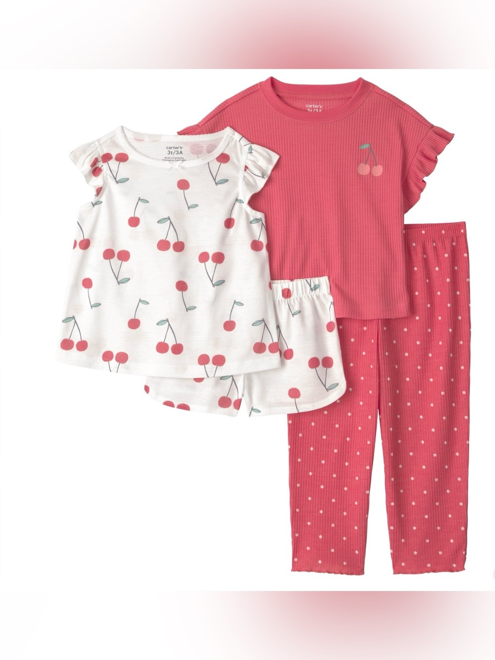 Carter's Pink & White Cherry Girl’s 4-Piece Pajama Set